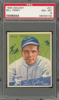 1934 Goudey #21 Bill Terry – PSA NM-MT 8 